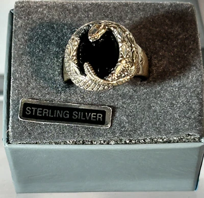 Anillo serpiente serpiente ónix negro plata esterlina Carolyn Pollack para hombre talla 12 Foto 1 de 4