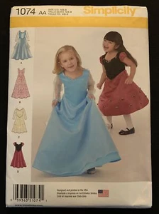 Simplicity Pattern 1074 Toddler sizes 1/2-3 Princess Dress Costume Dress Up - Picture 1 of 2
