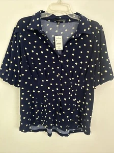 Adrienne Vittadini Short Sleeve Shirt Size XL Womens Navy Blue New NWT Blouse - Picture 1 of 3
