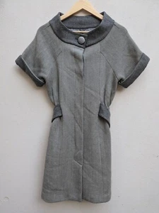 Vintage 60s Mod Dress Sheath 100% Wool Gray Belt Pockets Size Unknown  S/M - Picture 1 of 13