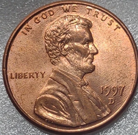 1997 D Uncirculated (BU) Lincoln Memorial Cent (Penny) Cover