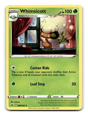 Whimsicott - #006/202 - Rare - Pokemon Card-LP - Image 1 of 2