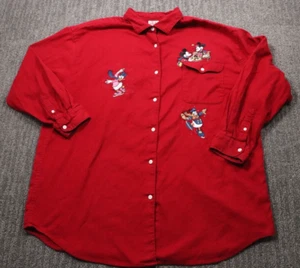 Disney Women's 2XL Button-Down Shirt Long-Sleeve Christmas Embroidery Holidays - Picture 1 of 16