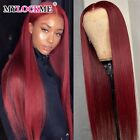 Burgundy Lace Front Human Hair Wigs Transparent Straight 4X4 Closure Wig Remy