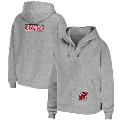 Women's WEAR by Erin Andrews Heather Gray New Jersey Devils Full-Zip Hoodie XL Cover