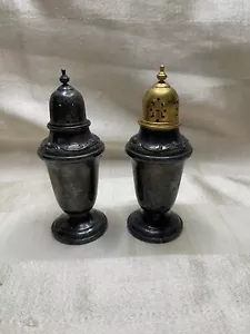 Stamped ALVIN EP Silver Plated 4 1/2"h Set Salt & Pepper Shakers #PC-1568 - Picture 1 of 3
