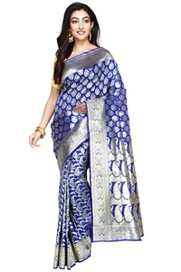 Saris de seda pura de India y Pakistán hecho a mano Katan Banarasi - Imagen 1 de 5