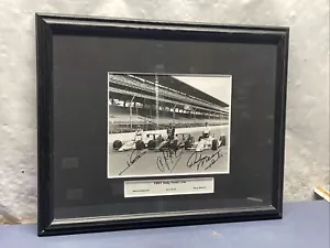 Rare 1991 Indy Front Row Andretti Foyt Mears Signed B&W Framed Photo - Picture 1 of 9