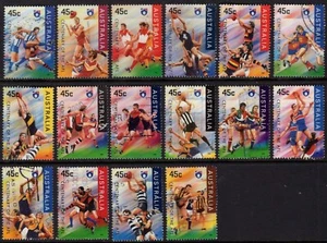 Australia 1996 Centenario de la AFL Conjunto de 16 hojas de estampillas buenas a fin usadas - Imagen 1 de 1
