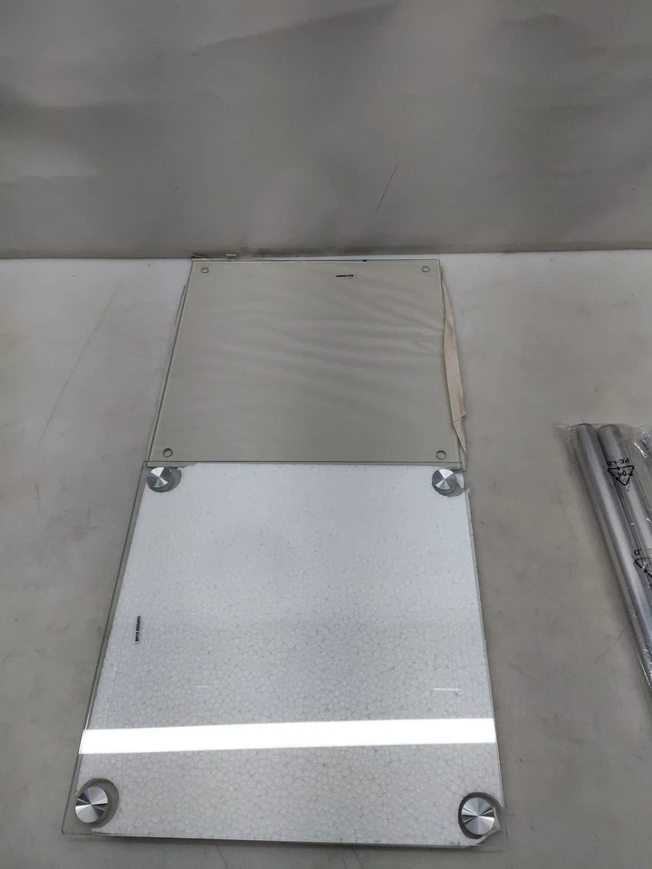 Relaxdays Tavolino con Ruote, 2 Ripiani, Angolare, Soggiorno, Vetro e Acciaio, - Immagine 1 di 1