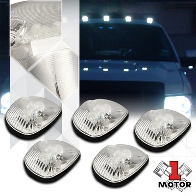 5Pcs Chrome Housing [White LED] Cab Roof Running Light for 94-98 Dodge Ram 1500 - Image 1 of 2