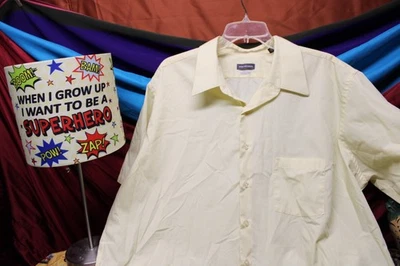 Van Heusen Mens Yellow Button Down Shirt Size 18 1/2 Tall  western office travel - Image 1 of 4