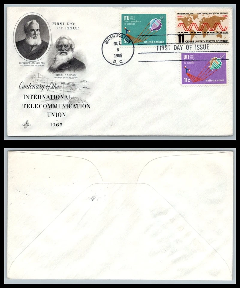 US FDC # 1274 11c Telecommunications  ArtCraft COMBO  "UN"  1965, 9p9280 - Image 1 of 1
