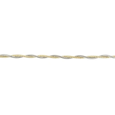 1.7mm Twisted Snake Chain 7.5" Bracelet 10k Multi-Tone Gold Italy 2.44 Grams - Image 1 of 4