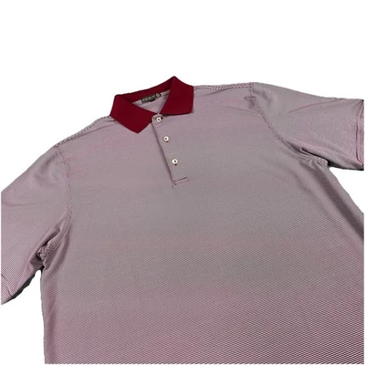 Peter Millar Summer Comfort Polo Men M Red Golf Performance Striped Stretch - Image 1 of 4