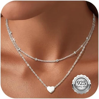 Collana Argento 925 Donna Oro 18K Ciondolo Cuore Collana Regolabile per Donna - Immagine 1 di 4
