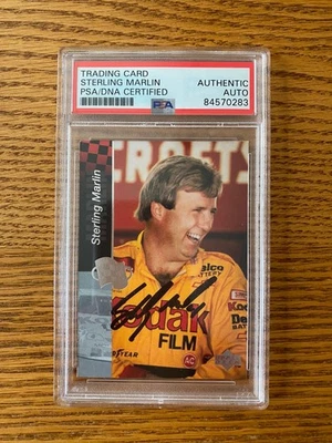 Sterling Marlin 1995 Upper Deck #184 Racing Signed Card Auto PSA RARE A - Image 1 of 2