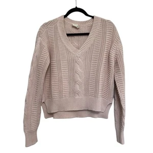 Nation LTD 100% Cotton Cropped V Neck Sweater in Light Pink - Size XS - Picture 1 of 6