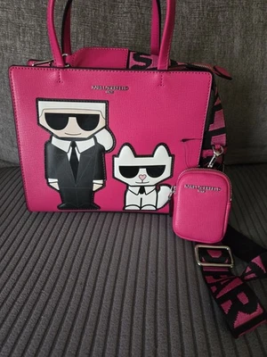 Karl Lagerfeld Paris Handbag Fuchsia New With Tags - Image 1 of 4