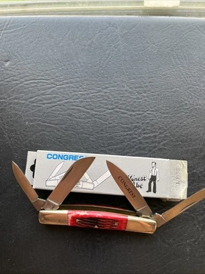 VINTAGE REDBONE STAG HANDLE HONEST ABE CONGRASS  POCKET KNIFE - Image 1 of 4