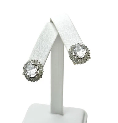 Pendientes Nolan Miller Redondos Cristal Facetado Estrás Centro Baguette Halo Foto 1 de 4