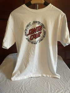 Santa Cruz Logo Skateboard T Shirt, White, Y2K Skater Size Large White - Picture 1 of 3