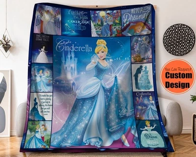 Beautiful Cinderella Princess Magic Kingdom Never Stop Dreaming Xmas Blanket - Image 1 of 4