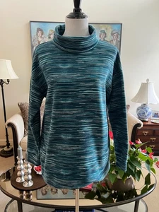 Neu ohne Etikett T by Talbots mehrfarbig gestreiftes langes Ärmel fallender Ausschnitt Fleece gefüttert Shirt Top Gr. L - Bild 1 von 4