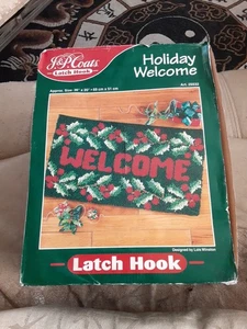 Vtg J.P. Coats Holiday Welcome Latch Hook Rug Kit #25532 NOS Ships From USA  - Picture 1 of 6