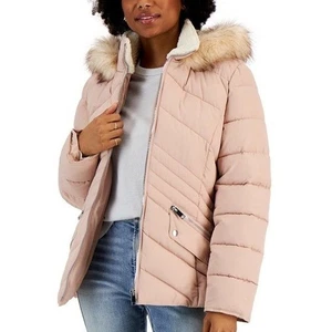 Maralyn & Me Juniors' Faux-Fur-Trim Hooded Puffer Coat, jacket size XS - Picture 1 of 8