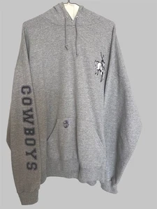 Felpa con cappuccio Jerzees vintage Highlands University of New Mexico logo cowboy grigia taglia 2X - Foto 1 di 6