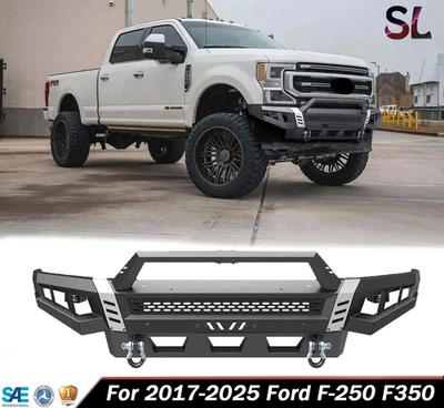 Front Bumper  for 2017-2025 Ford F-250 F350 With Bull Bar+Side Wings Super Duty Foto 1 de 4