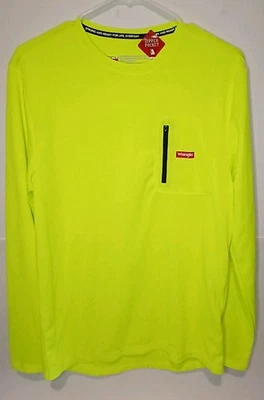Wrangler Men's Workwear Performance Safety Green Zipper Pocket Long Sleeve, M - Image 1 of 4