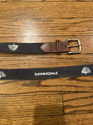 Peter Millar Men's Belt 42  Navy Embroidered  On Canvas Sunningdale Golf - UK - Image 1 of 4