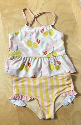 Pink Chicken New York Girls Swimsuit 6Y Lemons Pink Yellow Two Piece - Image 1 of 4