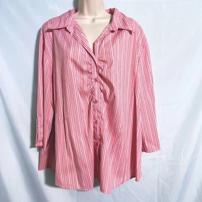 DCC Pink Striped Button Up Top Size 2X - Image 1 of 3