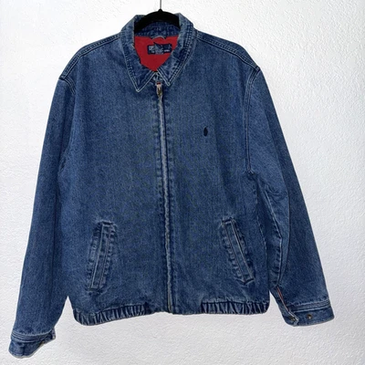Chaqueta de mezclilla vintage Polo Ralph Lauren para hombre forrada roja bombardero talla grande Foto 1 de 4