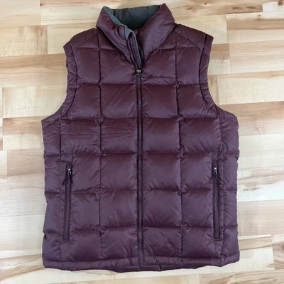 Eddie Bauer Goose Down Puffer Vest Men Medium Maroon Quilted Outdoor Gorp - Image 1 of 4