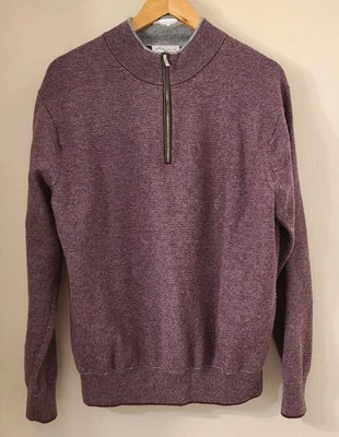 Peter Millar Sweater Mens Large Red Wool Cashmere Quarter Zip - Image 1 of 4