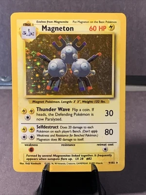 Pokémon TCG Magneton Base Set Unlimited #9/102 Holo Rare WOTC VTG 1999 MP - Image 1 of 2