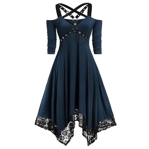 Fancy Dress Vintage Steampunk Victorian Swing Dress Women Halloween Skull Gothic - Picture 1 of 15