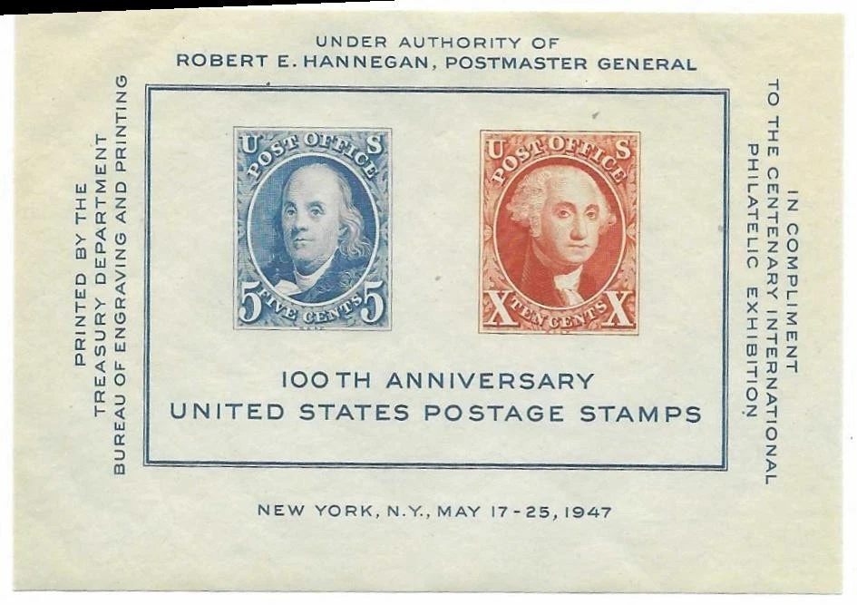 100th Anniversary United States Postage Stamps New York, N.Y., May 17-25, 1947 - Image 1 of 1