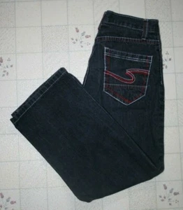 Boys Jinzu Straight Leg Dark Blue Denim Jeans Red & White Stitch Pockets Size 12 - Picture 1 of 5