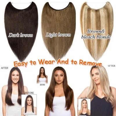 Ombre 60g Handmade Flip Echthaar Extensions Invisible Wire Good Hair Weft Long - Bild 1 von 4