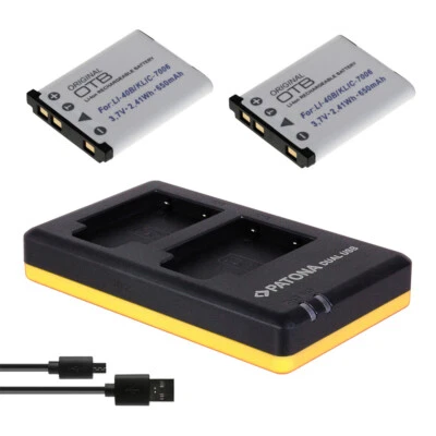 AKKUNAUT 2x Akku + Dual-Ladegerät für Rollei Compactline 302, 312, 320, 350, 360TS, 370TS