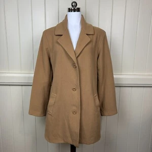 Sanro Wool Cashmere Blend Jacket Women's Size 8 Tan Mid Length  Pockets Lined - Picture 1 of 18
