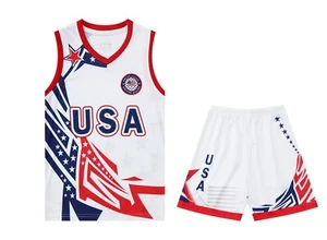 USA United States Basketball Kids Boys Youth Jersey Shirt Shorts Set - Picture 1 of 7