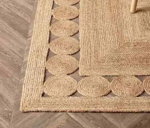 Handmade Round Natural Rug Jute Rectangle Natural Room Area Carpet Floor Mat Rug - Picture 1 of 4
