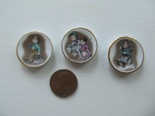 Dollhouse Miniature 1:12 Lot of 3 Vintage Porcelain Plates Hummel Design Antique