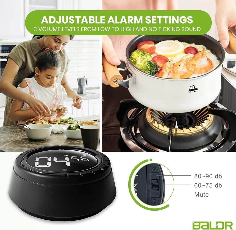 BALDR Digital Twist Küchentimer, Magnetischer Countdown Count Up Timer Rückseite - Bild 1 von 4